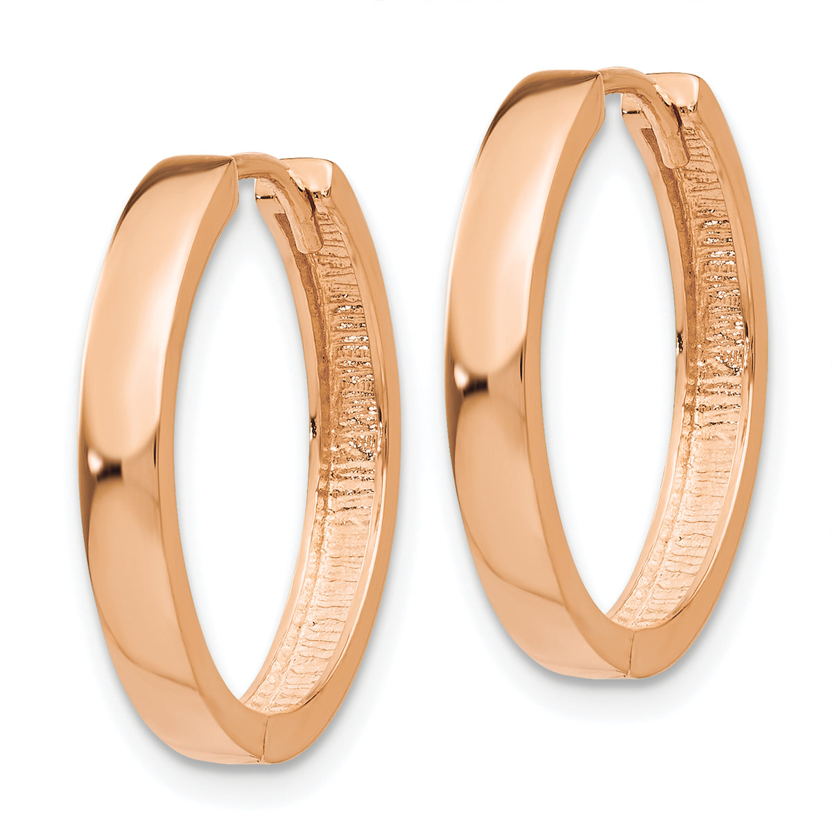 Gold Circle Hinged Hoop Earrings - 14k Rose Gold / 3 mm / 18 mm