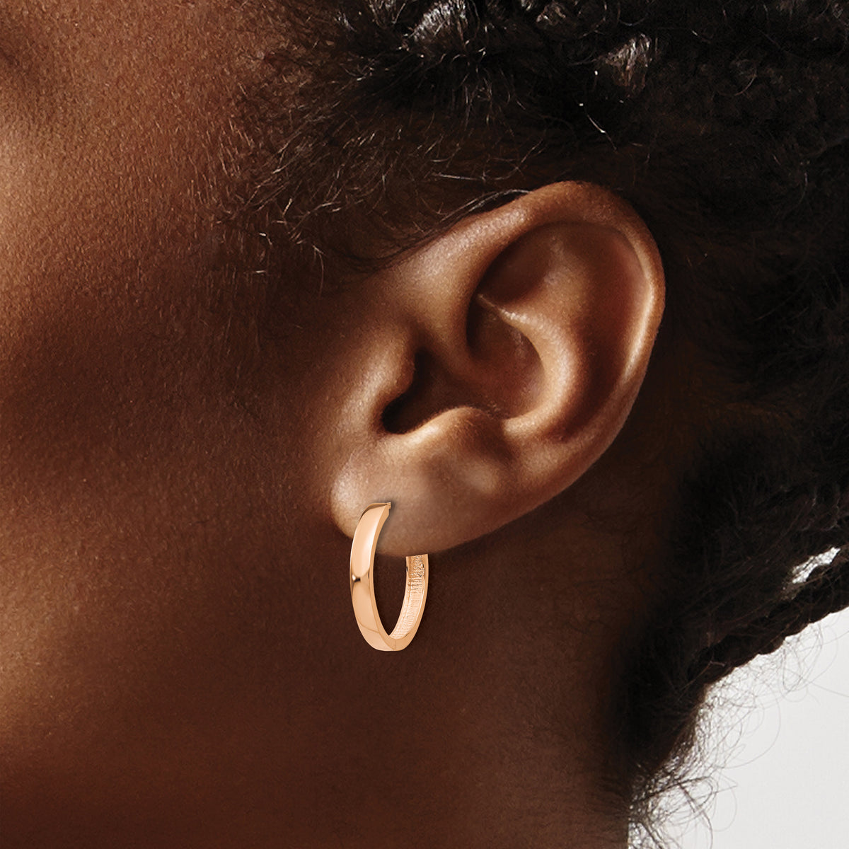 Gold Circle Hinged Hoop Earrings - 14k Rose Gold / 3 mm / 18 mm