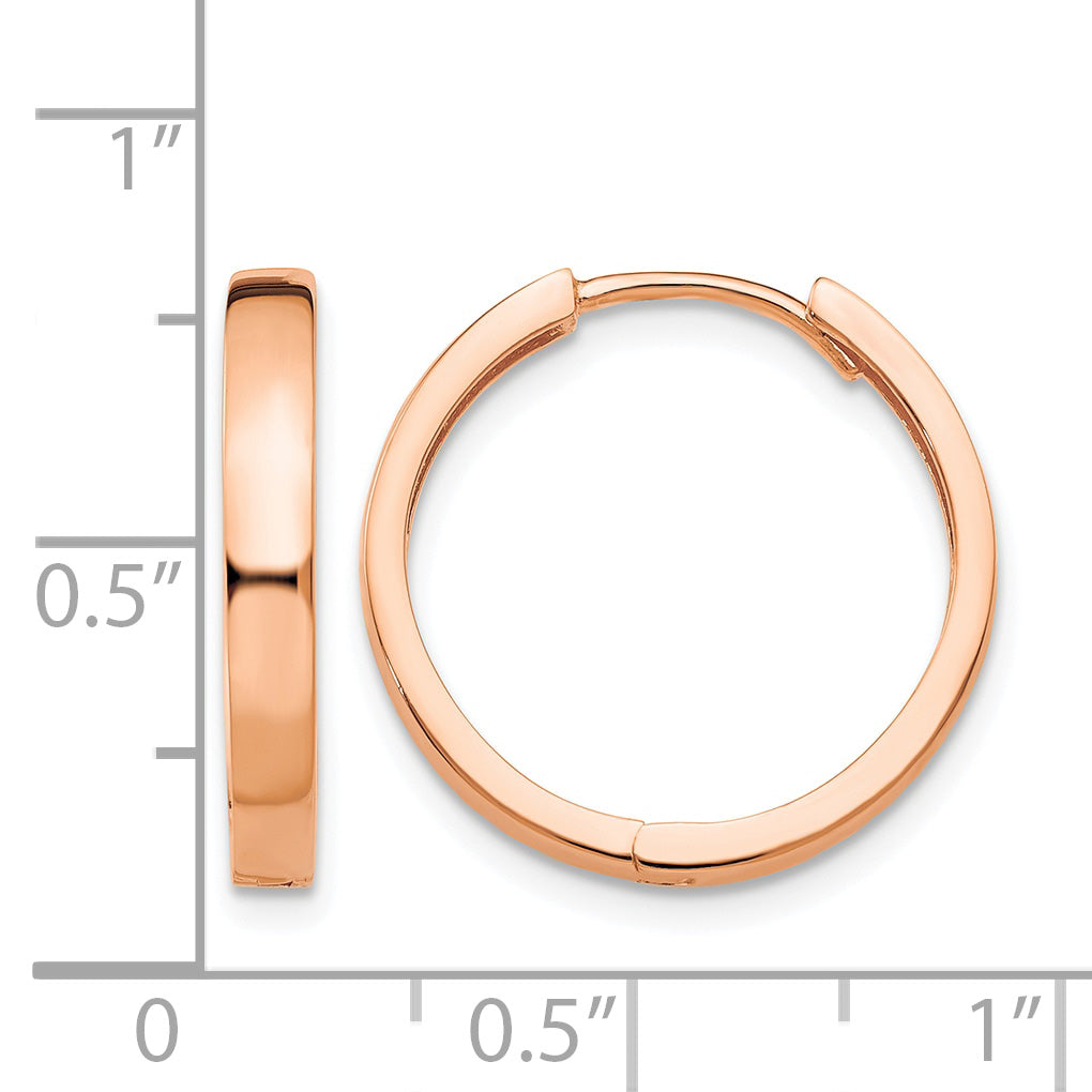 Gold Circle Hinged Hoop Earrings - 14k Rose Gold / 3 mm / 18 mm