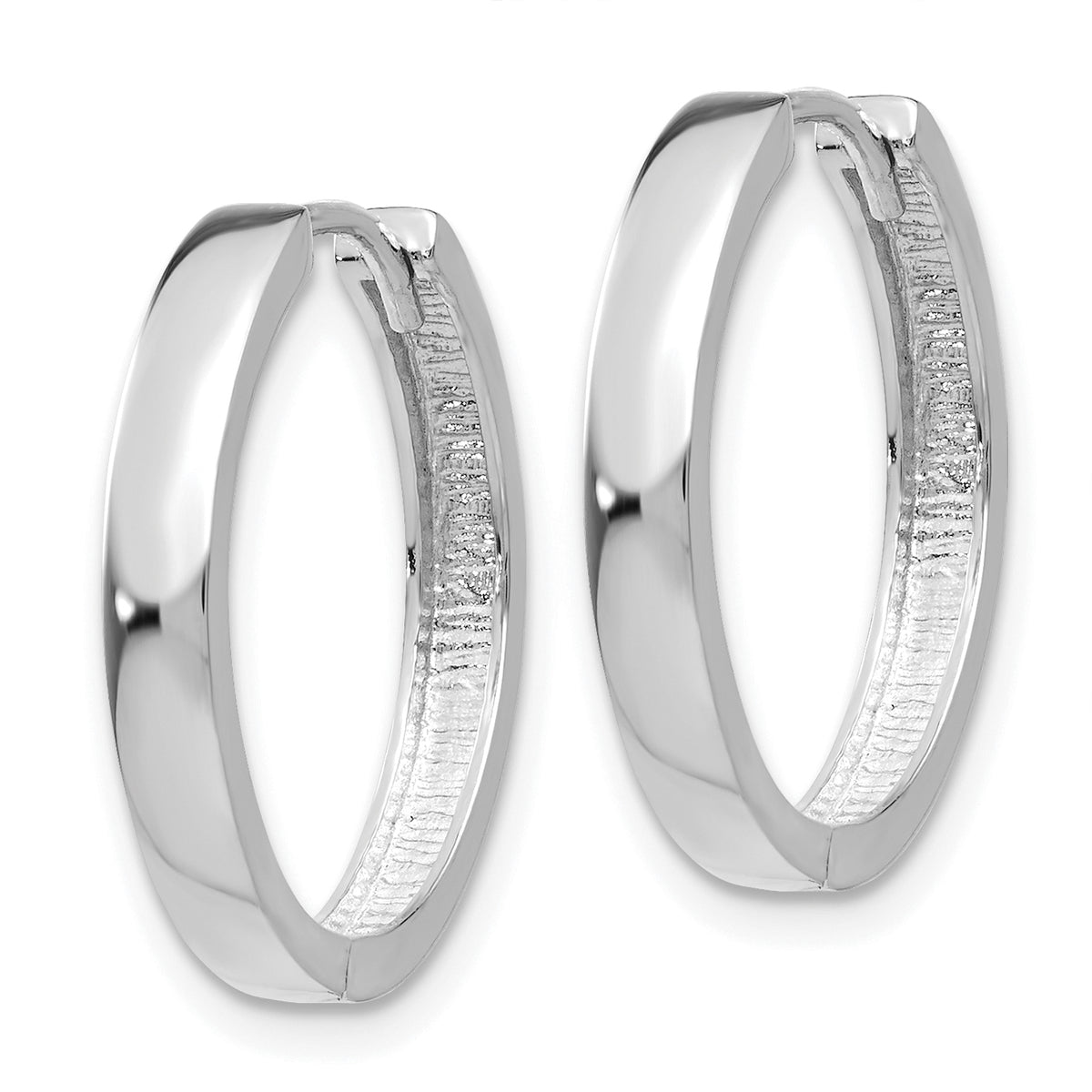 Gold Circle Hinged Hoop Earrings - 14k White Gold / 3 mm / 18 mm