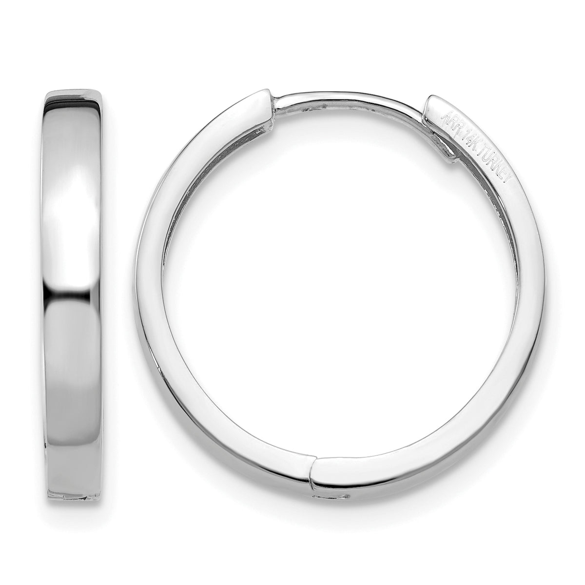 Gold Circle Hinged Hoop Earrings - 14k White Gold / 3 mm / 18 mm