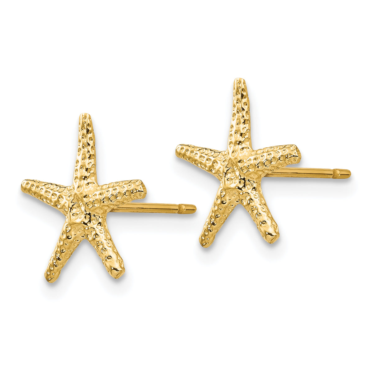 14k Yellow Gold Starfish Post Earrings, view 2