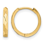 Gold Diamond-cut Circle Hinged Hoop Earrings - 14k Yellow Gold / 2 mm, Polished Faceted Mm Hinged