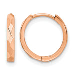 Gold Diamond-cut Circle Hinged Hoop Earrings - 14k Rose Gold / 2 mm, Polished Faceted Mm Hinged