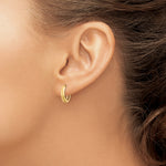 Gold Diamond-cut Circle Hinged Hoop Earrings - 14k Yellow Gold / 3 mm