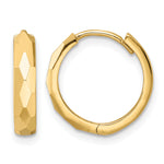 Gold Diamond-cut Circle Hinged Hoop Earrings - 14k Yellow Gold / 3 mm