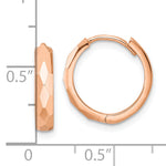 Gold Diamond-cut Circle Hinged Hoop Earrings - 14k Rose Gold / 3 mm