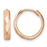 Gold Diamond-cut Circle Hinged Hoop Earrings - 14k Rose Gold / 3 mm
