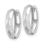 Gold Diamond-cut Circle Hinged Hoop Earrings - 14k White Gold / 3 mm