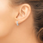 Gold Diamond-cut Circle Hinged Hoop Earrings - 14k White Gold / 3 mm