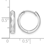 Gold Diamond-cut Circle Hinged Hoop Earrings - 14k White Gold / 3 mm