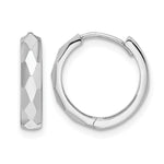 Gold Diamond-cut Circle Hinged Hoop Earrings - 14k White Gold / 3 mm