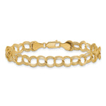 14k Yellow Gold 7mm Solid Triple Link Charm Bracelet, view 3 - 7 in