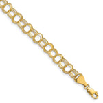 14k Yellow Gold 7mm Solid Triple Link Charm Bracelet - 7 in
