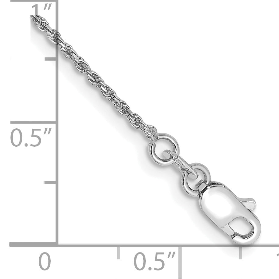 Gold (10K & 14K) Diamond-Cut Machine-Made Rope Chain Bracelet - 14k White Gold / 6 in / 1.15 mm