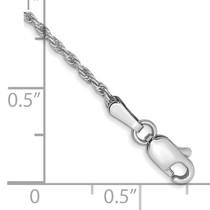 Gold (10K & 14K) Diamond-Cut Machine-Made Rope Chain Bracelet - 14k White Gold / 6 in / 1.3 mm