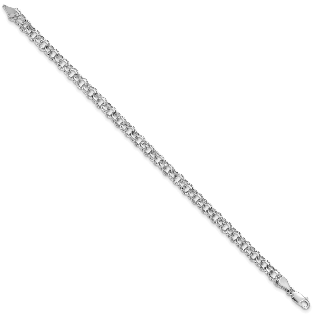 Gold Double Link Charm Bracelet - 14k White Gold / 5 mm / 7 in
