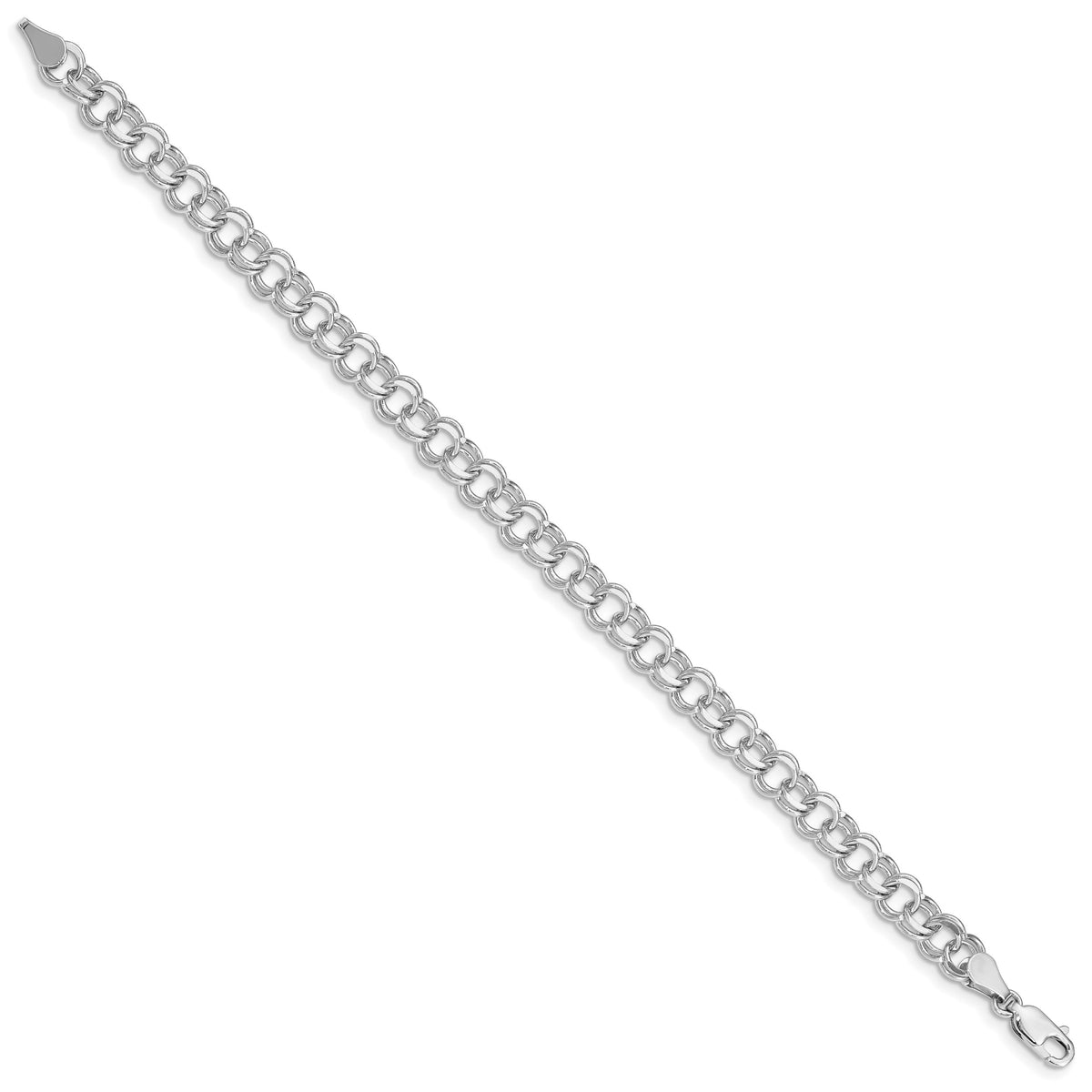 Gold Double Link Charm Bracelet - 14k White Gold / 6 mm / 7 in