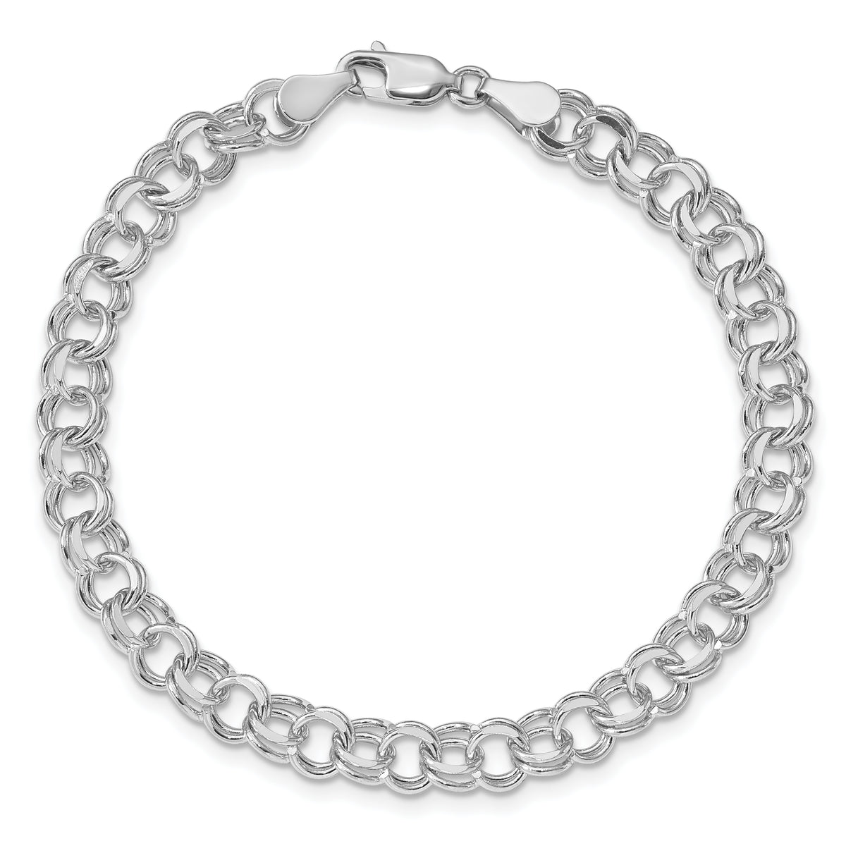 Gold Double Link Charm Bracelet - 14k White Gold / 6 mm / 7 in