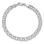 Gold Double Link Charm Bracelet - 14k White Gold / 6.5 mm / 7 in