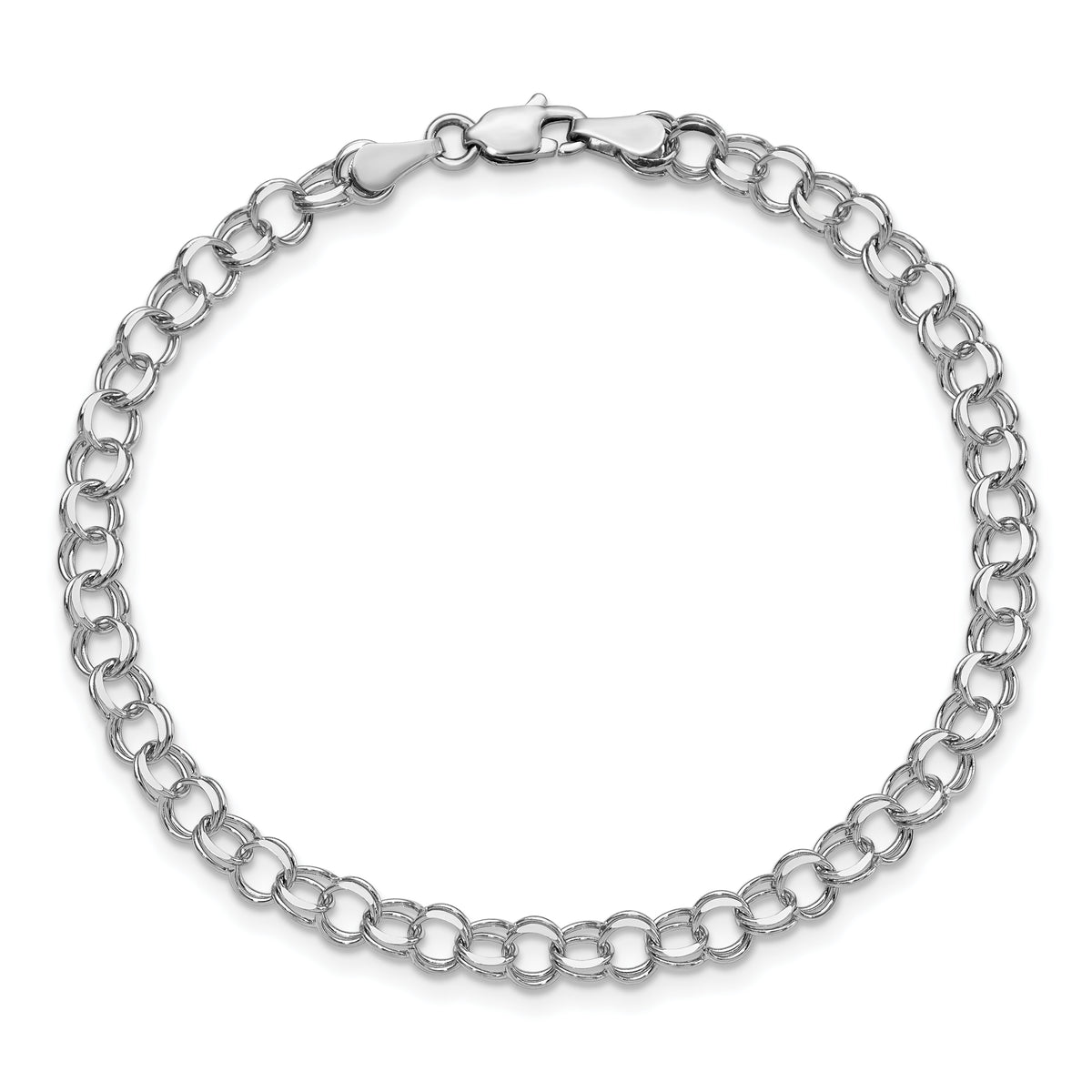 Gold Double Link Charm Bracelet - 14k White Gold / 4.5 mm / 7 in