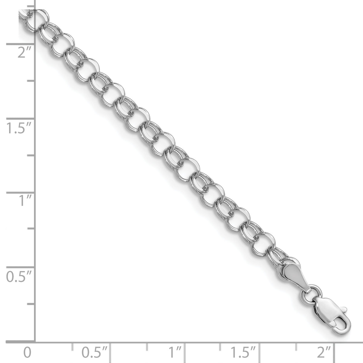 Gold Double Link Charm Bracelet - 14k White Gold / 4.5 mm / 7 in