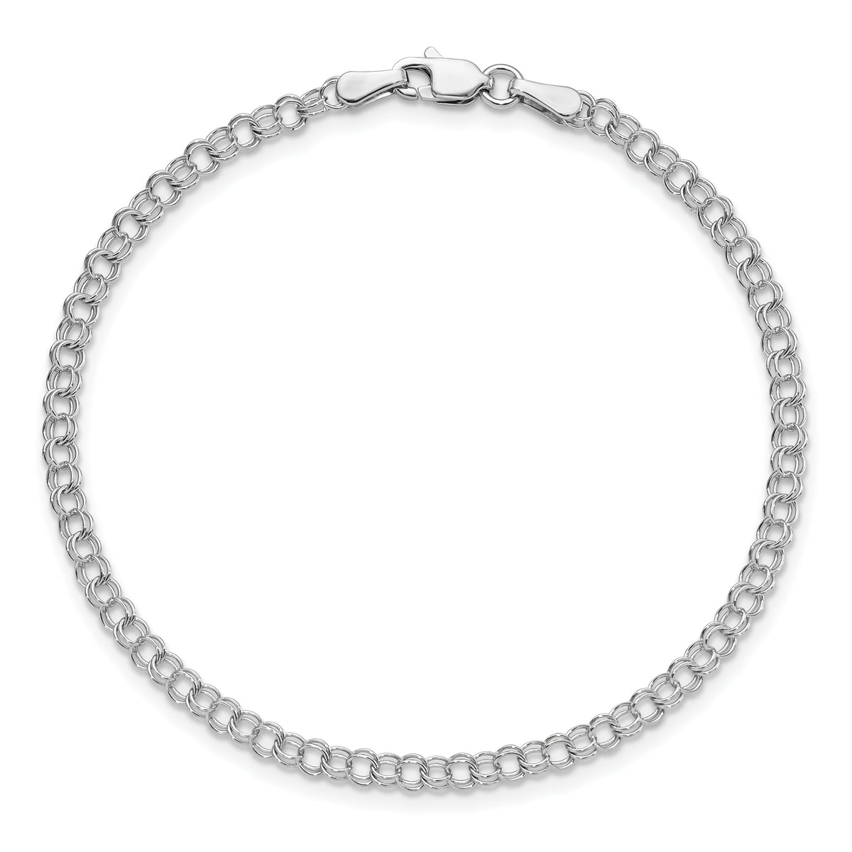 Gold Double Link Charm Bracelet - 14k White Gold / 3 mm / 7 in