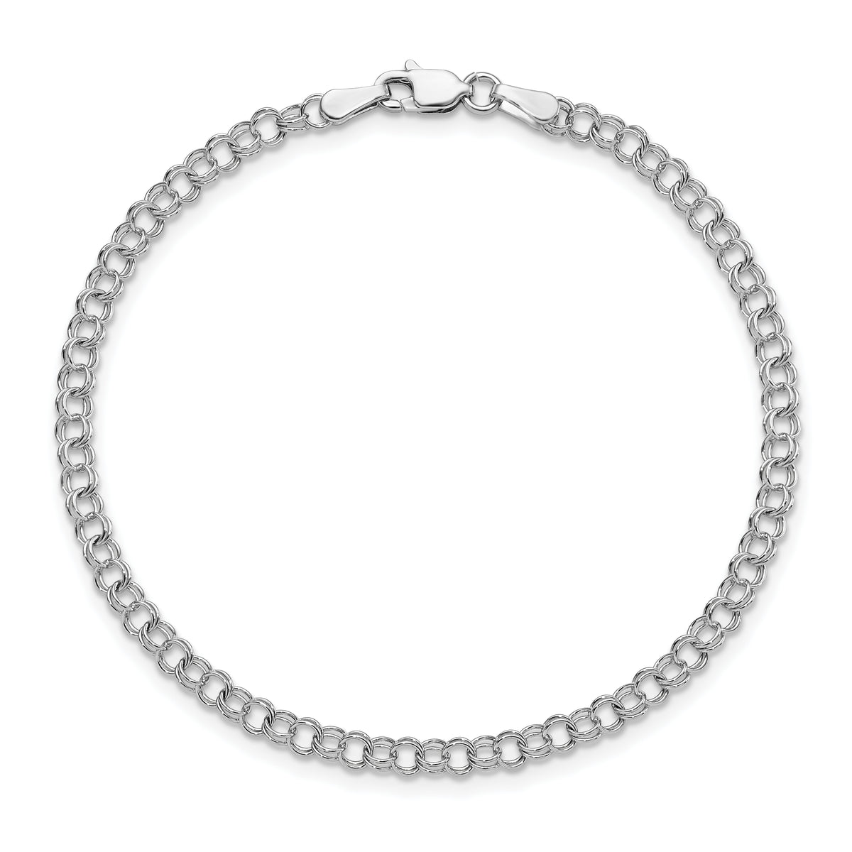 Gold Double Link Charm Bracelet - 14k White Gold / 3.5 mm / 7 in