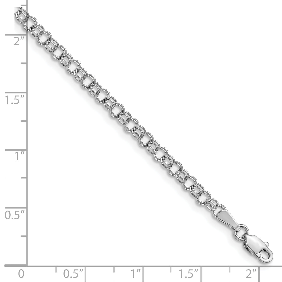 Gold Double Link Charm Bracelet - 14k White Gold / 3.5 mm / 7 in