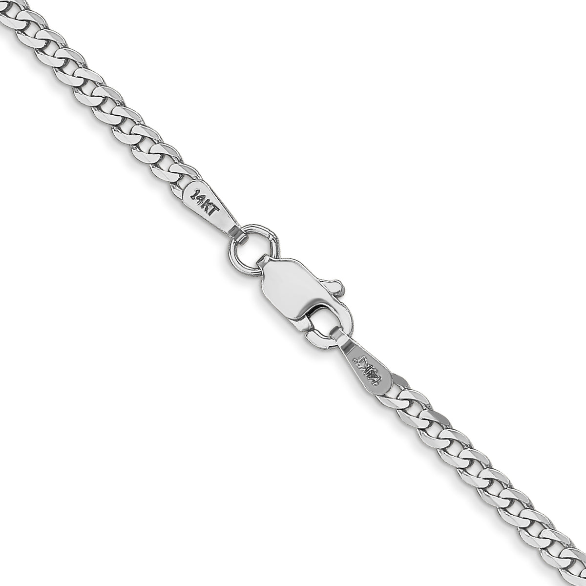 Gold (10K & 14K) Flat Beveled Curb Chain - 14k White Gold / 16 in / 2.2 mm