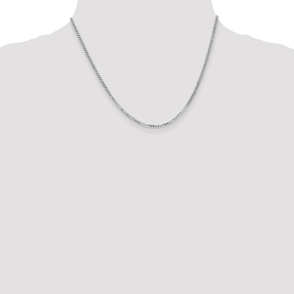 Gold (10K & 14K) Flat Beveled Curb Chain - 14k White Gold / 18 in / 2.2 mm