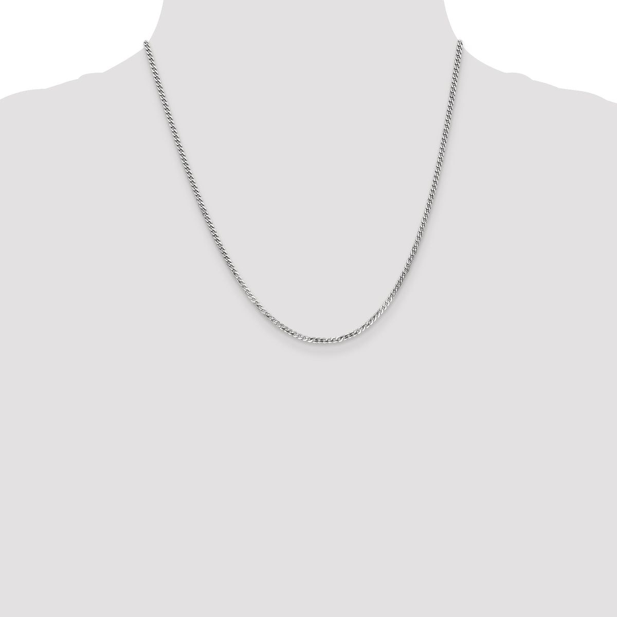 Gold (10K & 14K) Flat Beveled Curb Chain - 14k White Gold / 20 in / 2.2 mm