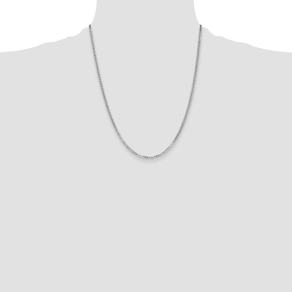 Gold (10K & 14K) Flat Beveled Curb Chain - 14k White Gold / 22 in / 2.2 mm