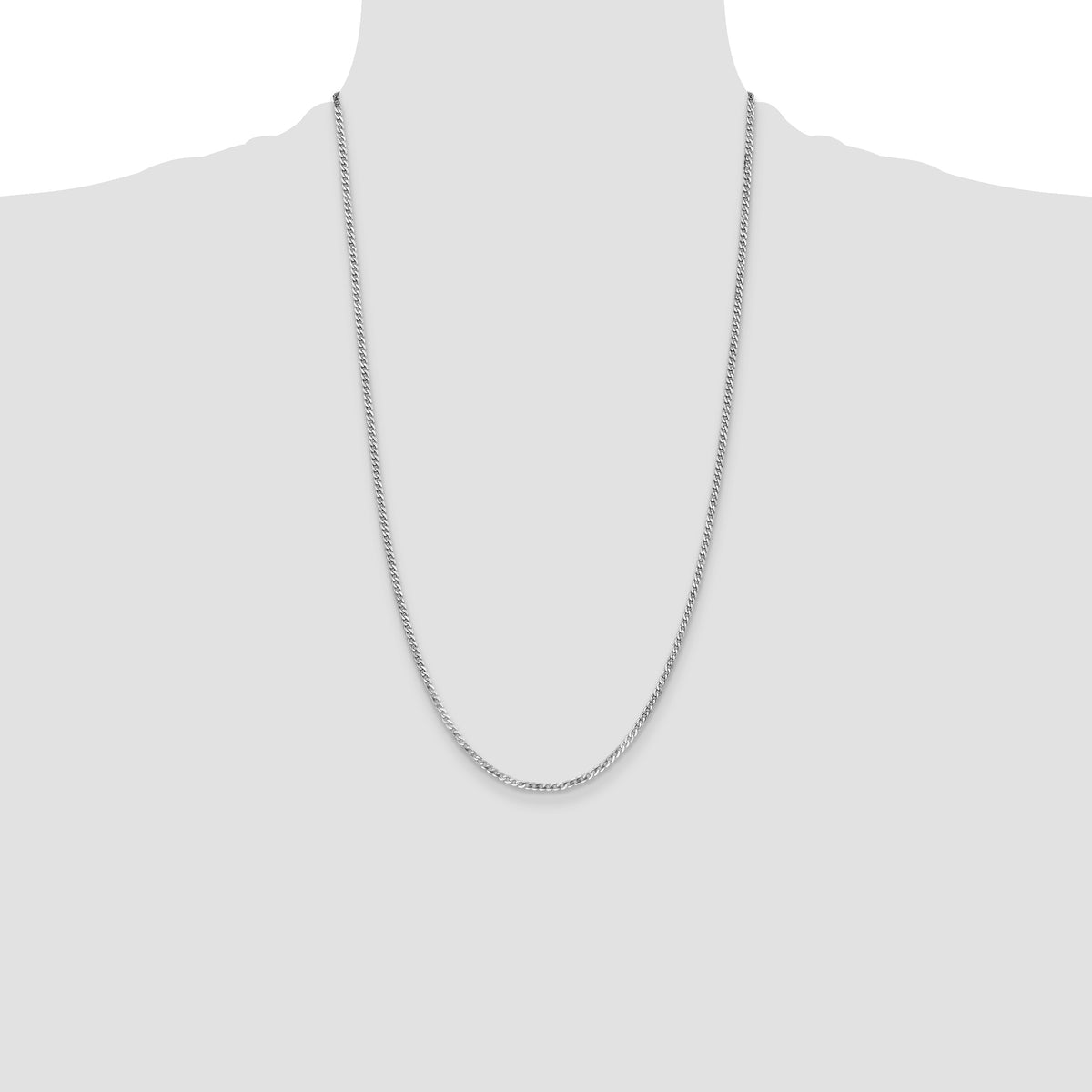 Gold (10K & 14K) Flat Beveled Curb Chain - 14k White Gold / 26 in / 2.2 mm