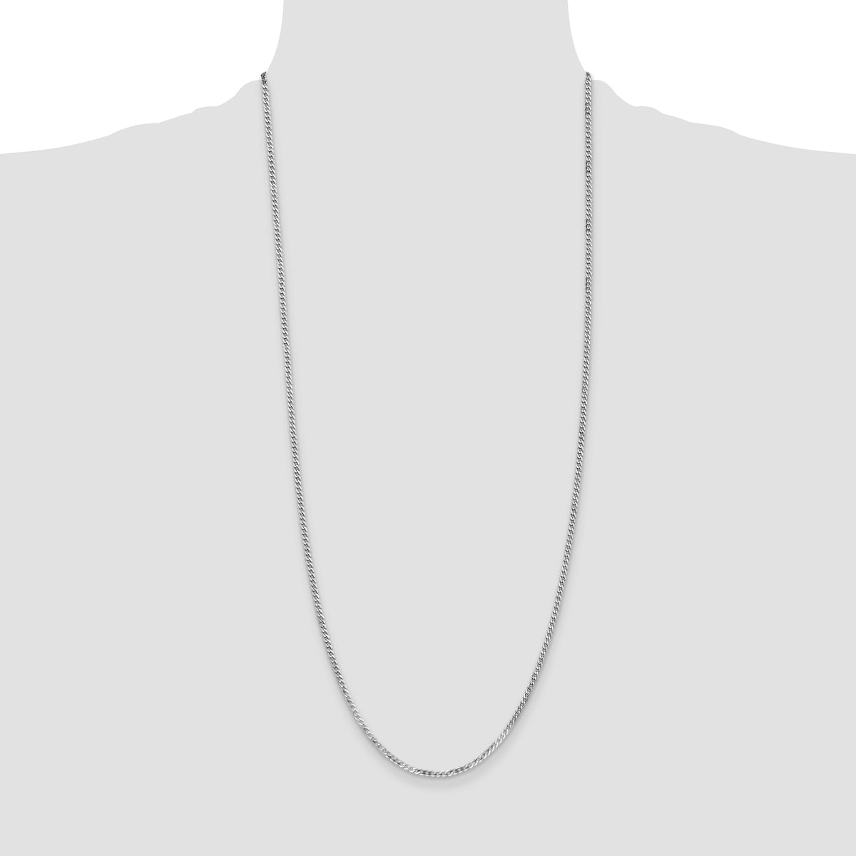 Gold (10K & 14K) Flat Beveled Curb Chain - 14k White Gold / 30 in / 2.2 mm