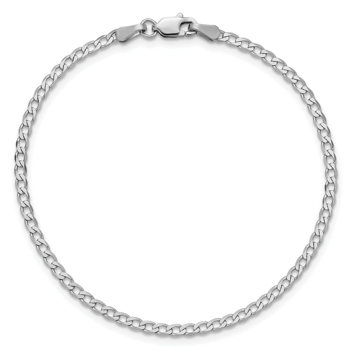 Gold (10K & 14K) Flat Beveled Curb Chain Bracelet - 14k White Gold / 7 in / 2.2 mm