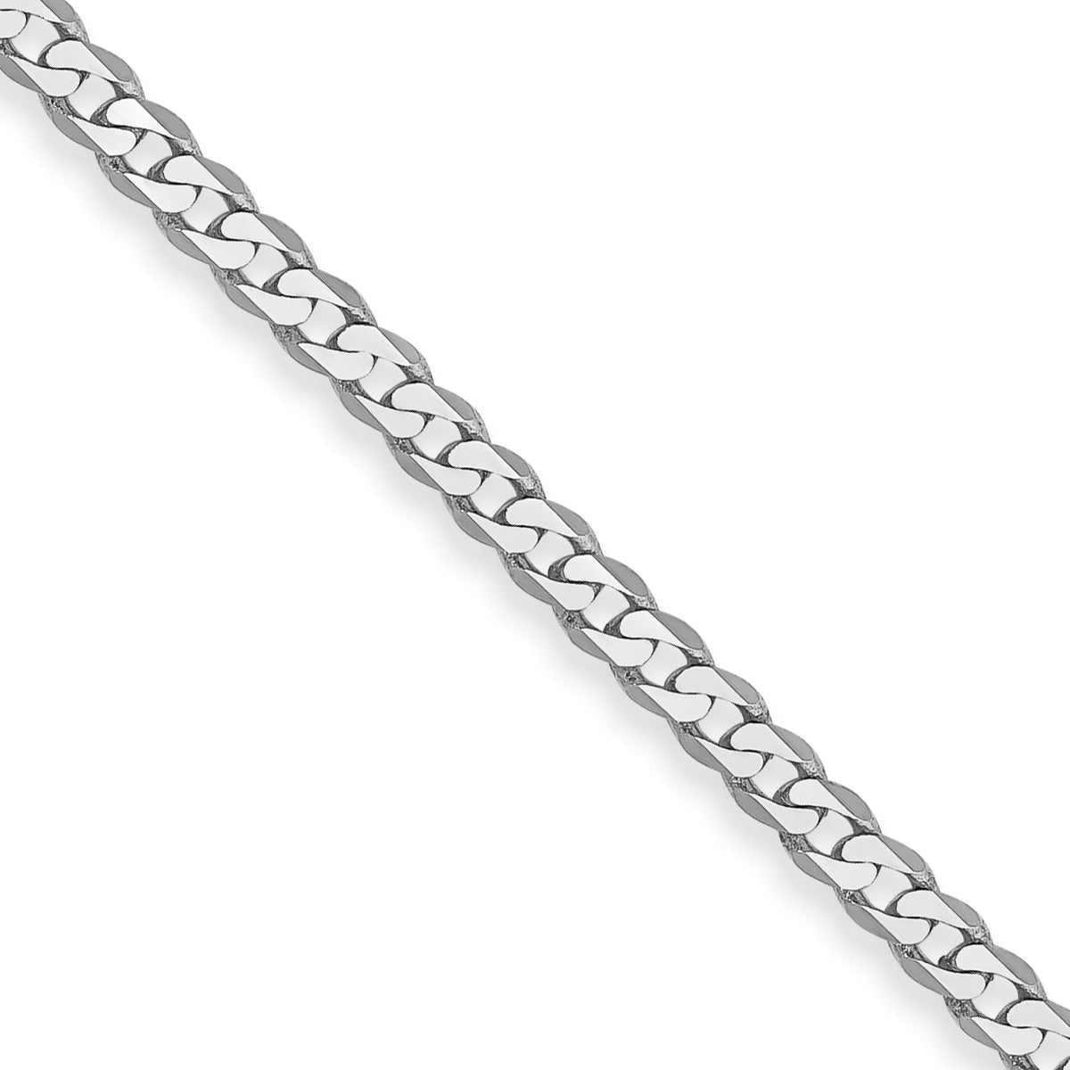 Gold (10K & 14K) Flat Beveled Curb Chain - 14k White Gold / 16 in / 2.2 mm