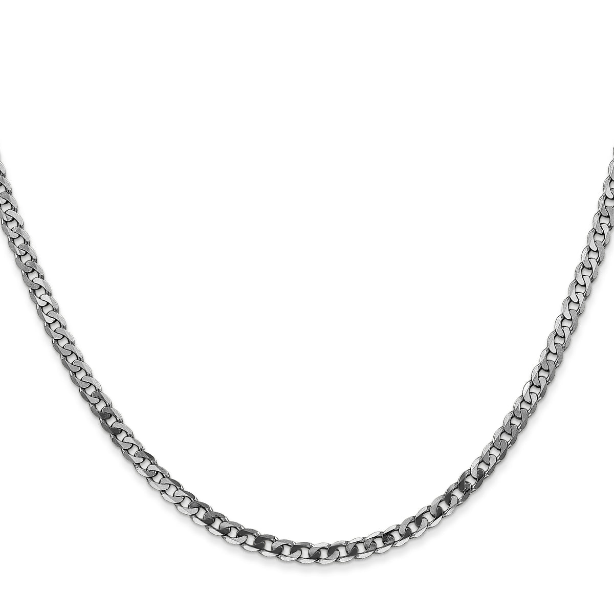 Gold (10K & 14K) Flat Beveled Curb Chain - 14k White Gold / 16 in / 2.9 mm