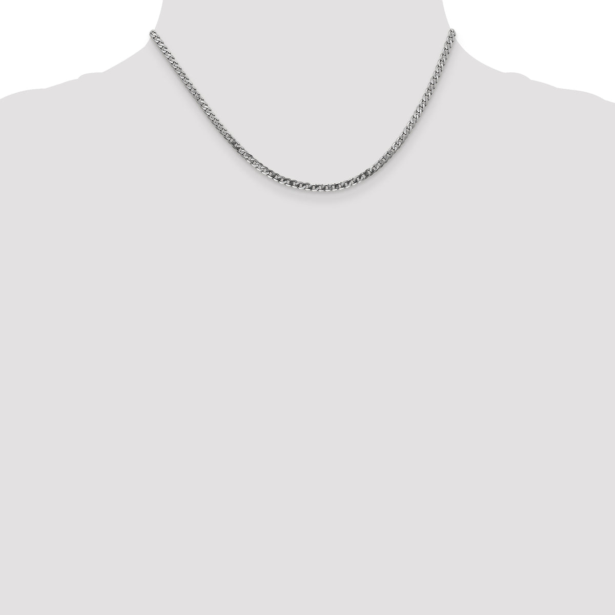 Gold (10K & 14K) Flat Beveled Curb Chain - 14k White Gold / 16 in / 2.9 mm