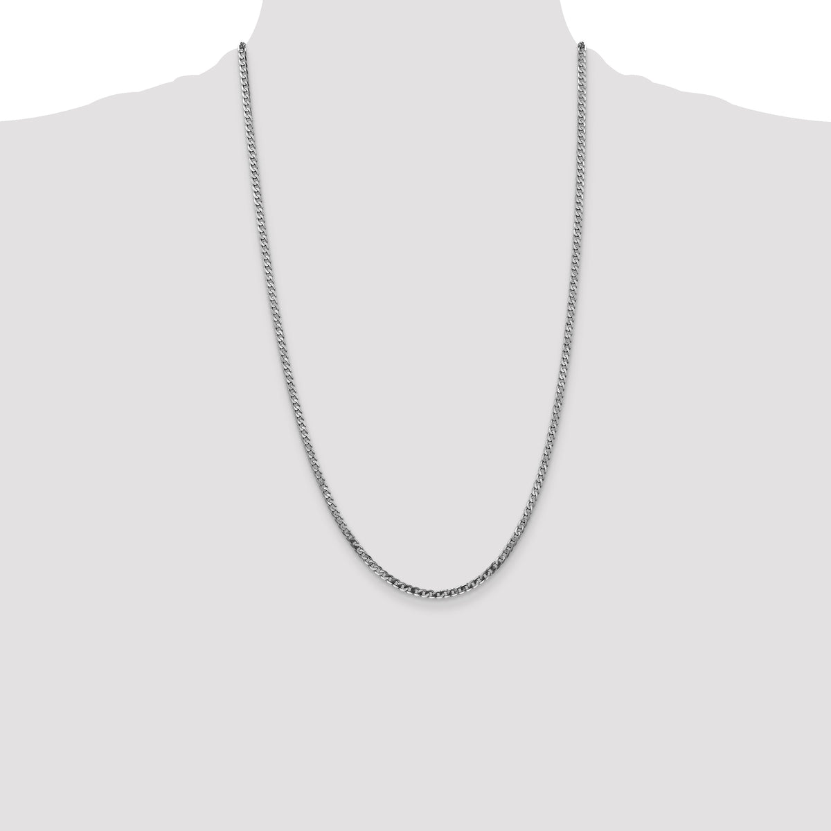 Gold (10K & 14K) Flat Beveled Curb Chain - 14k White Gold / 26 in / 2.9 mm