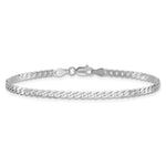 Gold (10K & 14K) Flat Beveled Curb Chain Bracelet - 14k White Gold / 7 in / 2.9 mm