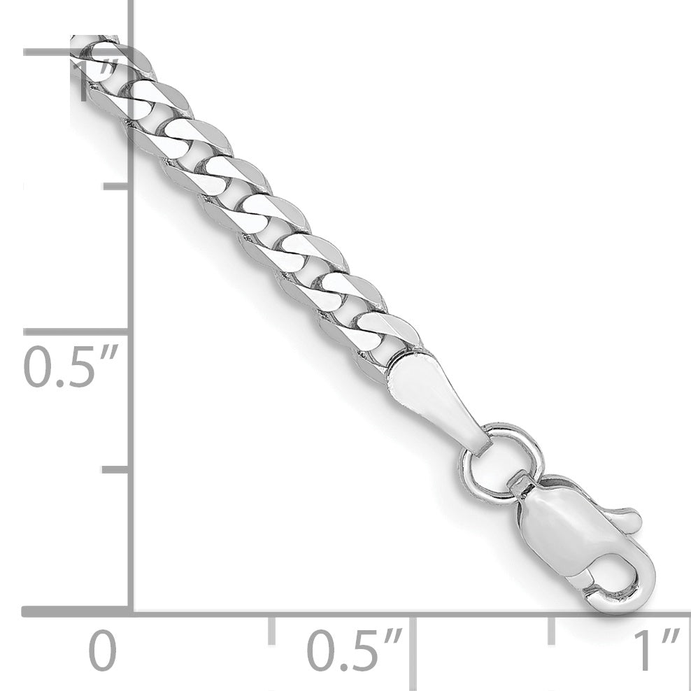 Gold (10K & 14K) Flat Beveled Curb Chain Bracelet - 14k White Gold / 7 in / 2.9 mm
