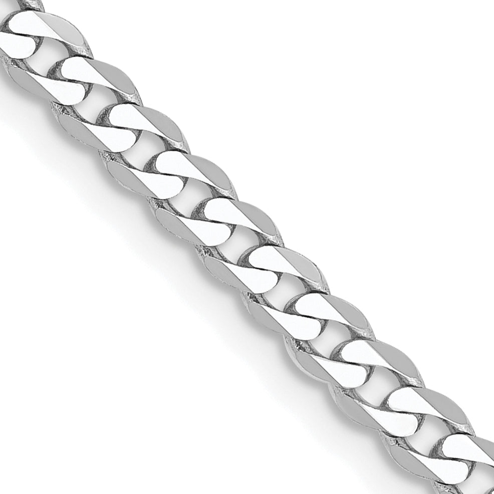 Gold (10K & 14K) Flat Beveled Curb Chain - 14k White Gold / 16 in / 2.9 mm