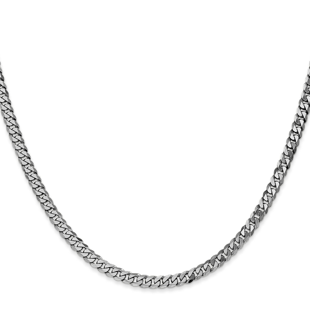 Gold (10K & 14K) Flat Beveled Curb Chain - 14k White Gold / 16 in / 3.9 mm