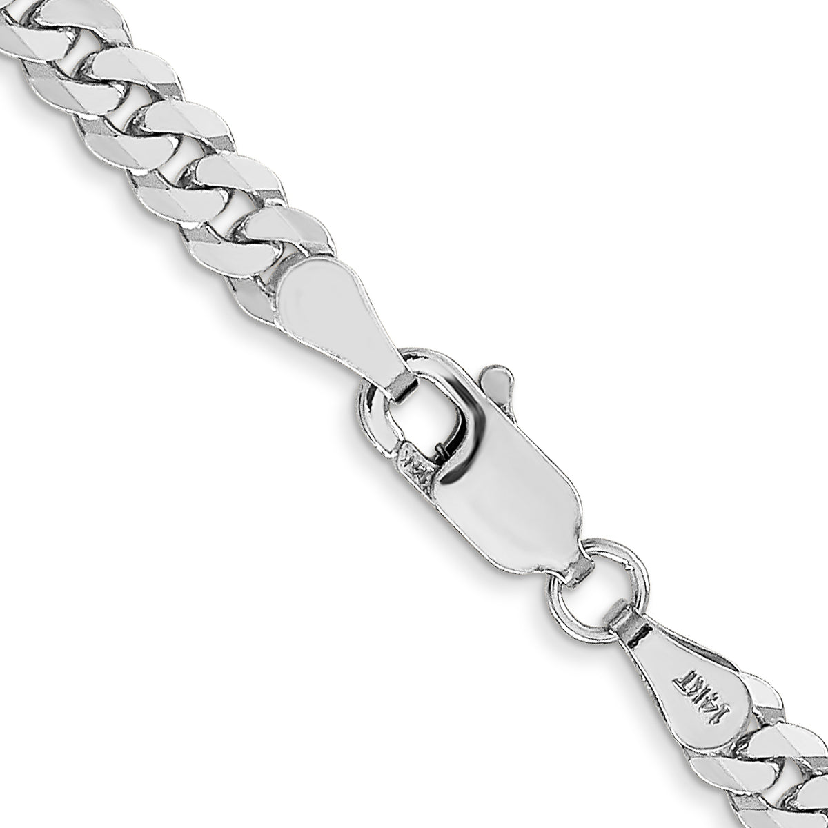 Gold (10K & 14K) Flat Beveled Curb Chain - 14k White Gold / 16 in / 3.9 mm