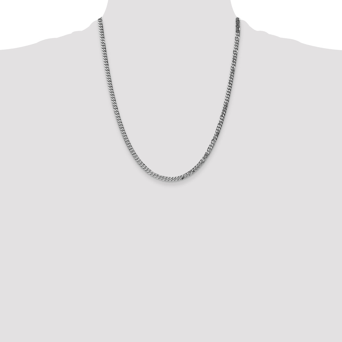Gold (10K & 14K) Flat Beveled Curb Chain - 14k White Gold / 22 in / 3.9 mm