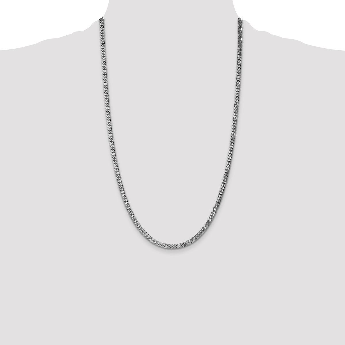Gold (10K & 14K) Flat Beveled Curb Chain - 14k White Gold / 26 in / 3.9 mm