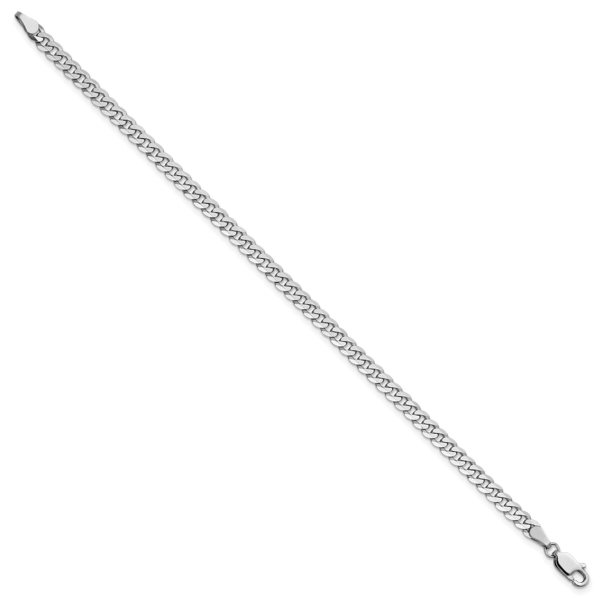 Gold (10K & 14K) Flat Beveled Curb Chain Bracelet - 14k White Gold / 7 in / 3.9 mm