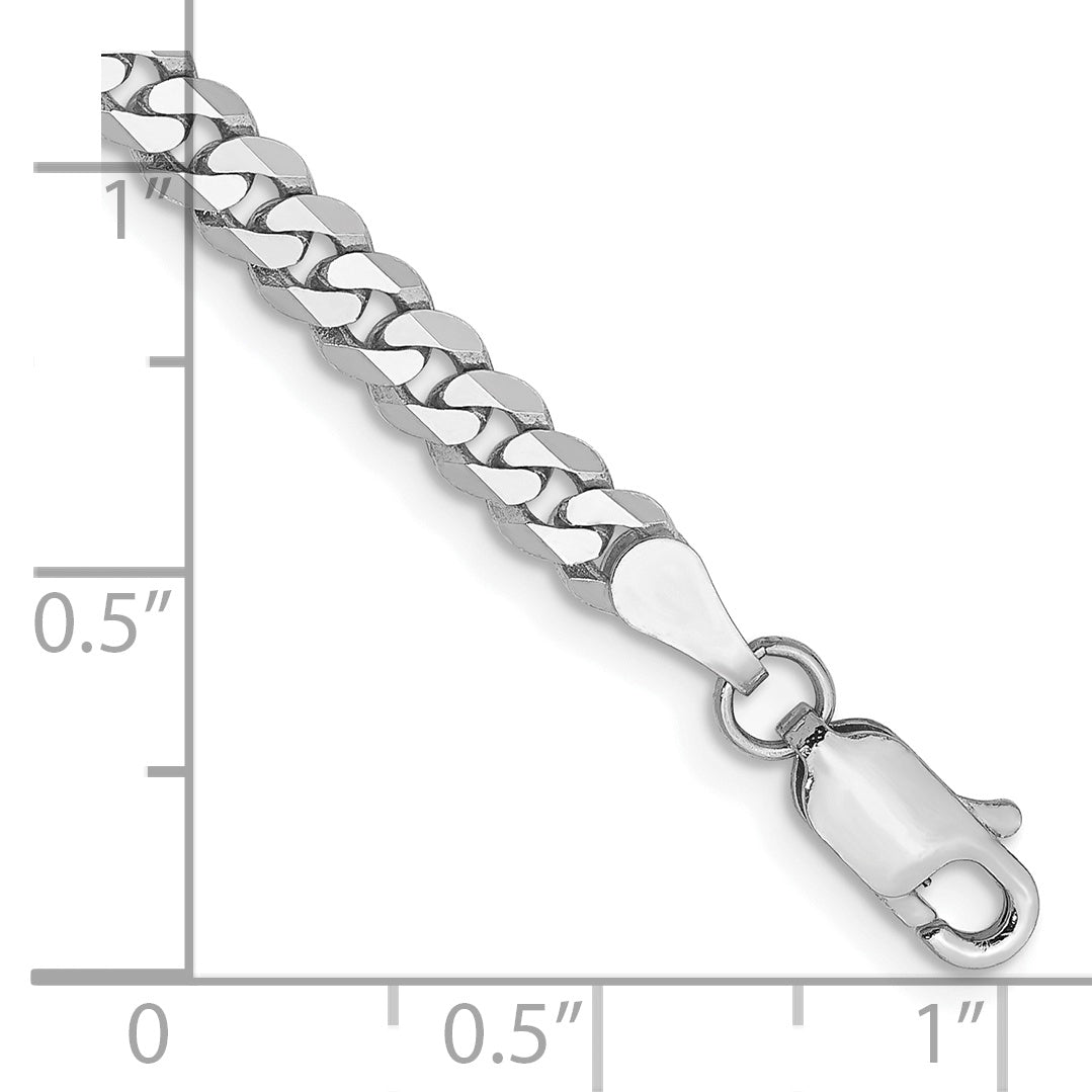 Gold (10K & 14K) Flat Beveled Curb Chain Bracelet - 14k White Gold / 7 in / 3.9 mm