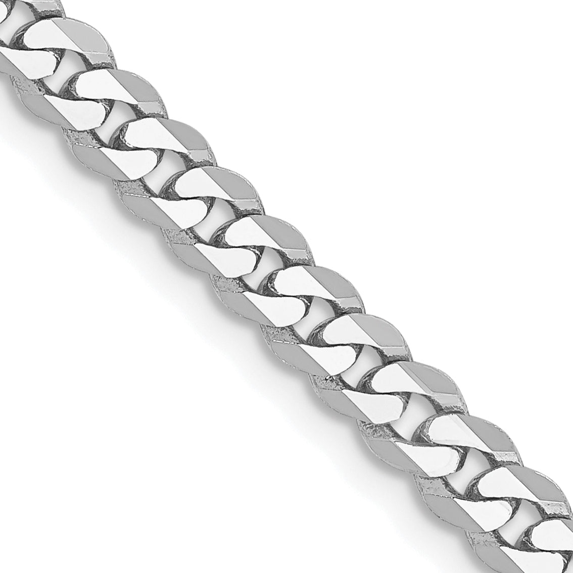Gold (10K & 14K) Flat Beveled Curb Chain - 14k White Gold / 16 in / 3.9 mm